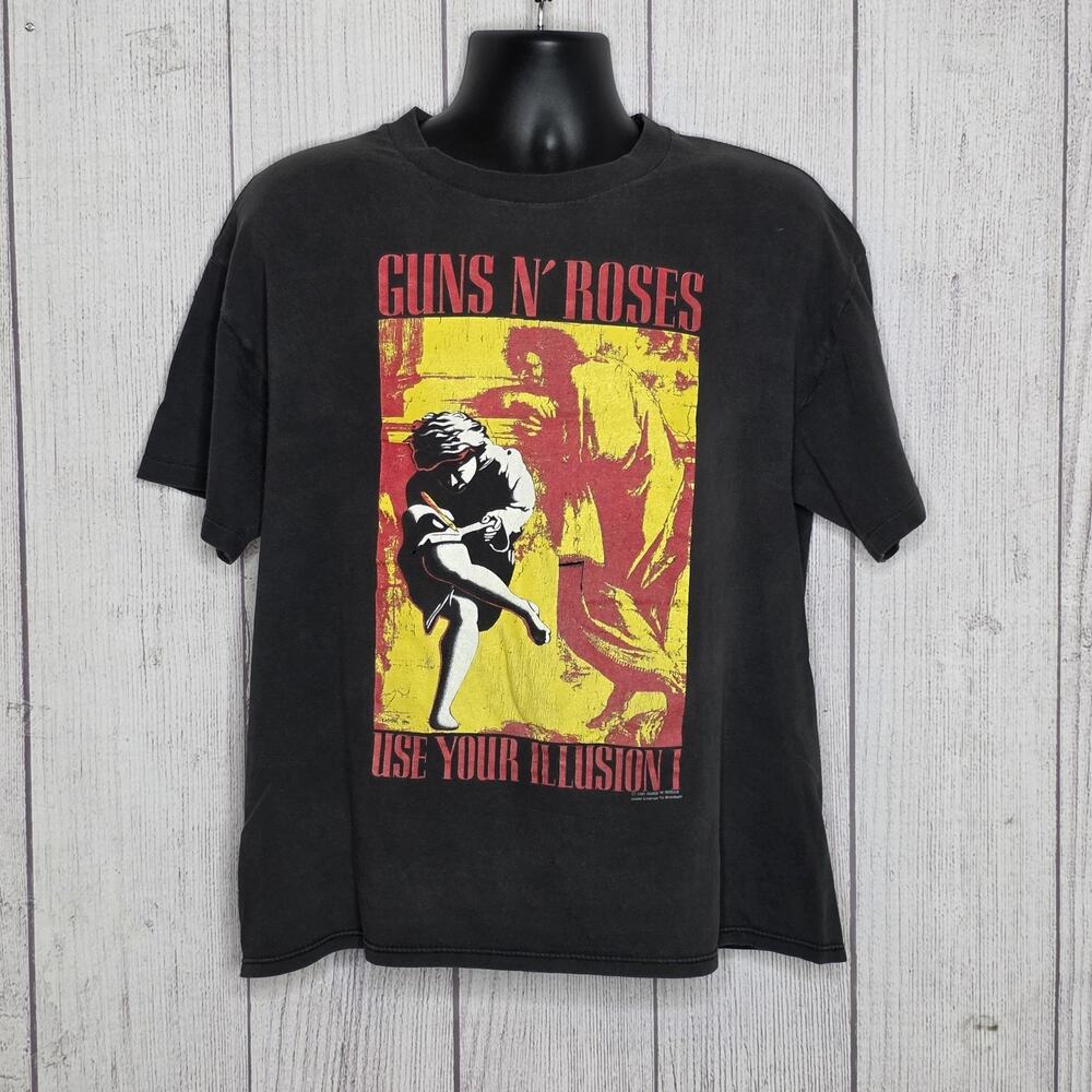 Vintage 1991 Guns N Roses T Shirt Brockum Use Your Illusion Thrashed Double Side